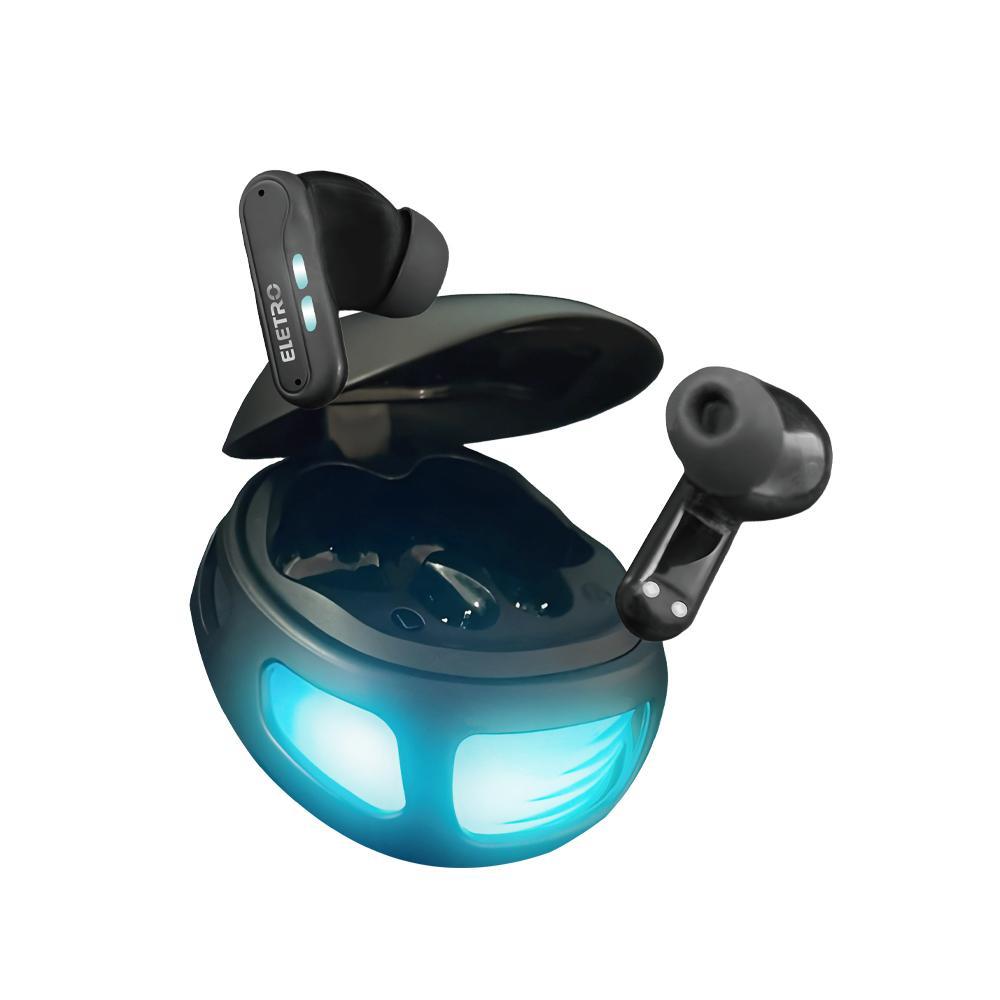 Fone Bluetooth gamer Eletro com estojo de carregamento LED para música e jogos